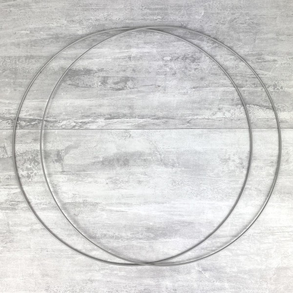 Lot de 2 Cercles métalliques gris acier, diam. 50 cm pour abat-jour, Anneaux argenté mat epoxy Attra - Photo n°1