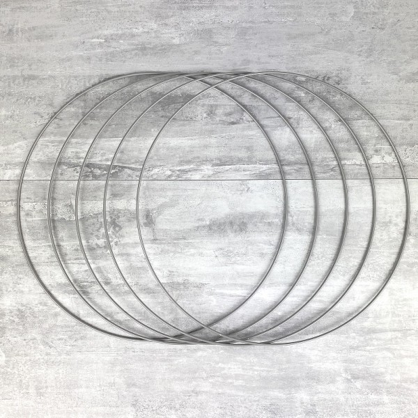 Lot de 5 Cercles métalliques gris acier, diam. 40 cm pour abat-jour, Anneaux argenté mat epoxy Attra - Photo n°1