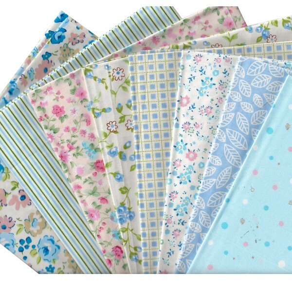 8 coupons tissu patchwork coton couture 40 x 50 cm TONS BLEU AA 250 - Photo n°1