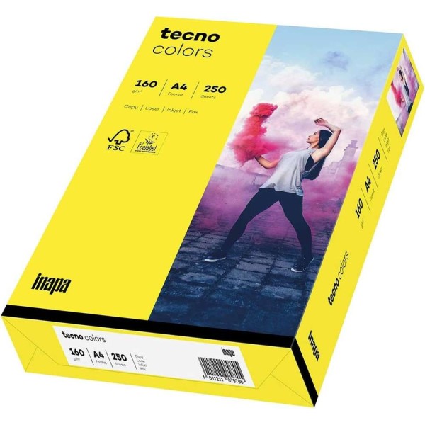 TECNO - Papier multifonction colors, A4, 160  g/m² - Jaune - Photo n°1