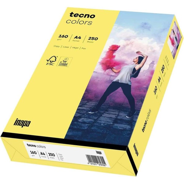 TECNO - Papier multifonction colors, A4, 160  g/m² - Jaune moyen - Photo n°1