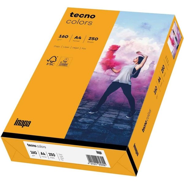TECNO - Papier multifonction colors, A4, 160  g/m² - Orange moyen - Photo n°1