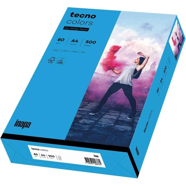 TECNO - Papier multifonction colors, A4, 80  g/m² - Bleu intense - Photo n°1