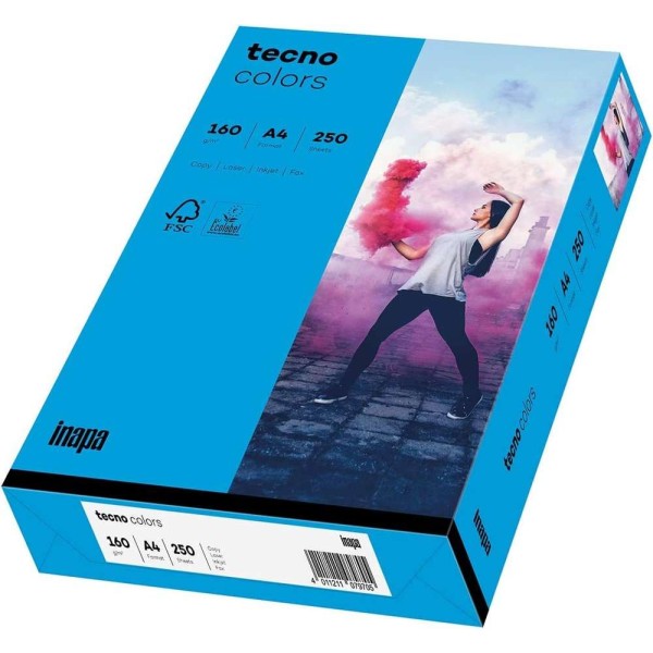 TECNO - Papier multifonction colors, A4, 160 g/m² - Bleu intense - Photo n°1