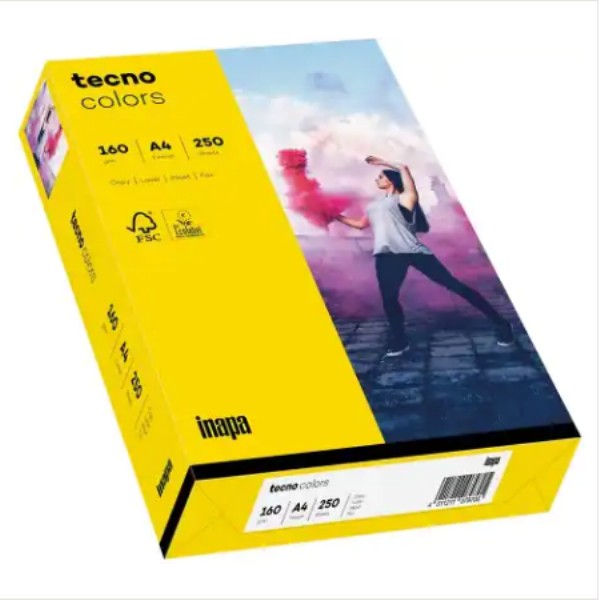 TECNO - Papier multifonction colors, A4, 160 g/m² - Jaune intense - Photo n°1