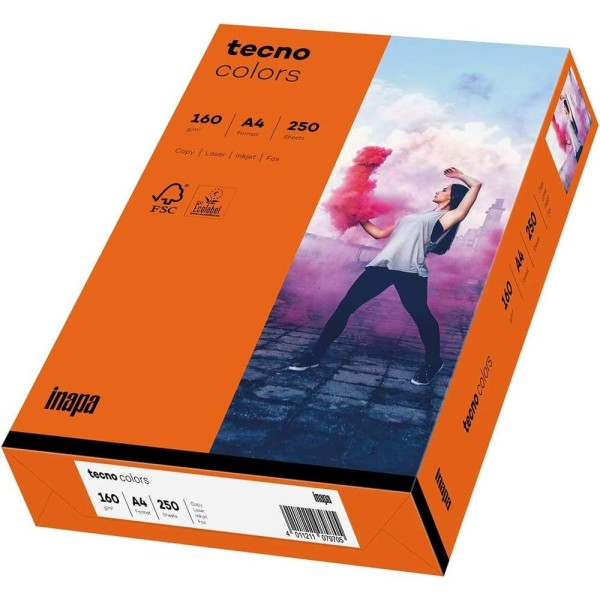 TECNO - Papier multifonction colors, A4, 160 g/m² - Rouge intense - Photo n°1