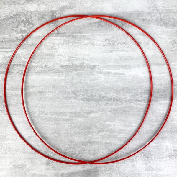 Lot de 2 Cercles métalliques rouge, diam. 40 cm pour abat-jour, Anneaux epoxy Attrape rêves - Photo n°1