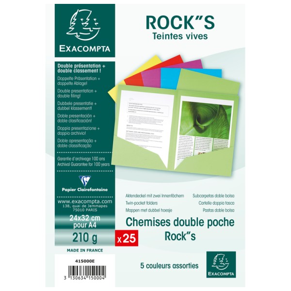 25 chemises Double Poche ROCK'S 220 - Assorties - Photo n°1