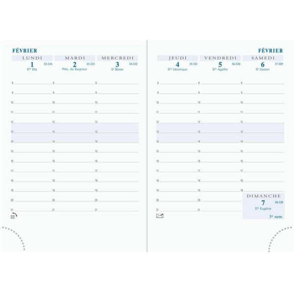 Exacompta - Recharge agenda de poche Mini 10 - 2 Jours 6,5 x 10,5 cm  Janvier à Décembre 2024
