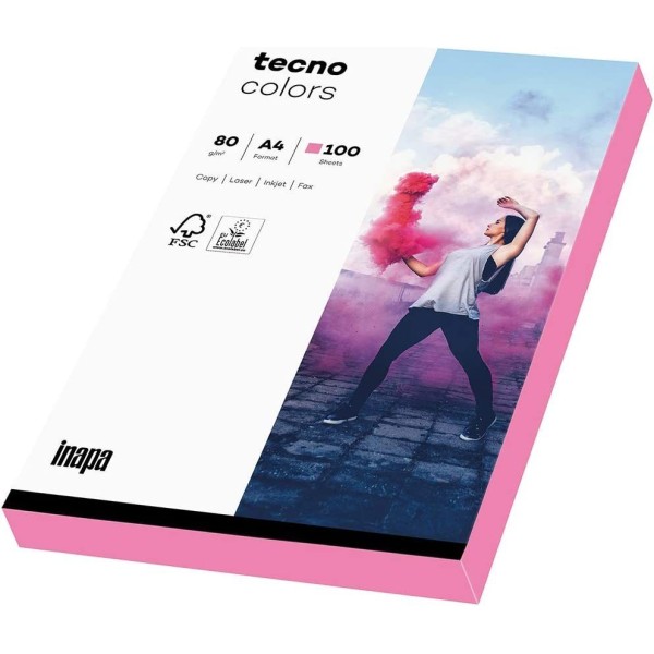 TECNO - Papier multifonction colors, A4, 80  g/m² - Rose fluo - Photo n°1