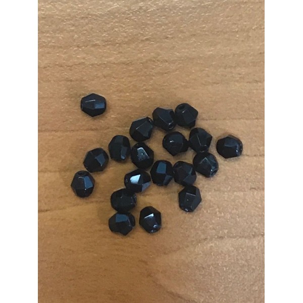 80pcs Perles de Verre Tchèque Bicone Rondes à Facettes Polies au Feu Noir de Jais Opaque 4mm - Photo n°2