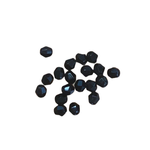 80pcs Perles de Verre Tchèque Bicone Rondes à Facettes Polies au Feu Noir de Jais Opaque 4mm - Photo n°1