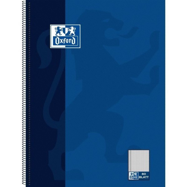 Cahier à spirales A4+, 5x5+marge, 160 pages - Bleu foncé - Oxford - Photo n°1