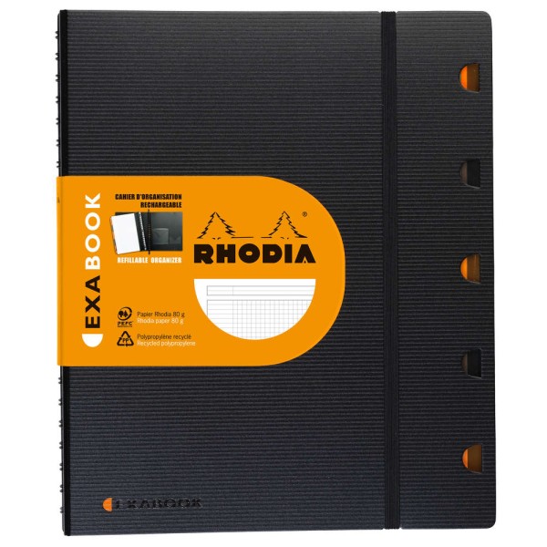 Cahier Exabook rechargeable A4+ - 160 pages - 5x5 - Noir - Rhodia - Photo n°1