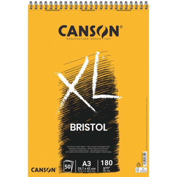 Bloc à croquis et études XL Bristol - A3 - Blanc - Canson - Photo n°1