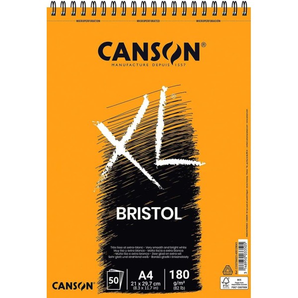 Bloc à croquis et études XL Bristol - A4 - Blanc - Canson - Photo n°1