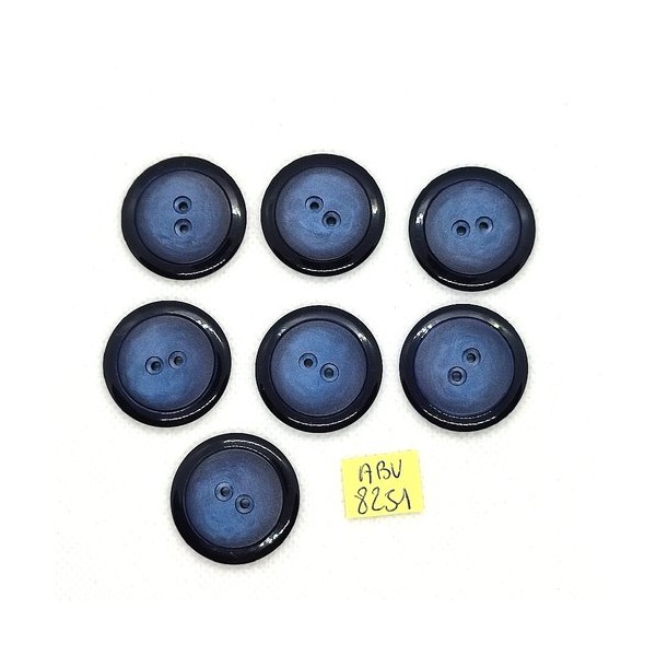 7 Boutons en résine bleu - 27mm - ABV8251 - Photo n°1