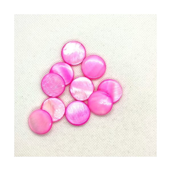 10 Perles en nacre rose - 20mm - Photo n°1