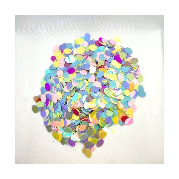 101 Grammes de sequins en plastique multicolore - 14x20mm – DIV762 - Photo n°1