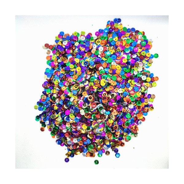 100 Grammes de sequins pailletés en plastique multicolore - 6mm - DIV673 - Photo n°1