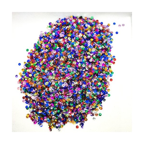 100 Grammes de sequins pailletés en plastique multicolore - 4mm - DIV673 - Photo n°1