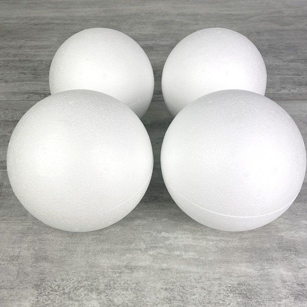 Lot de 4 boules pleines en polystyrène diamètre 15 cm, Styropor blanc densité professionnelle - Photo n°3