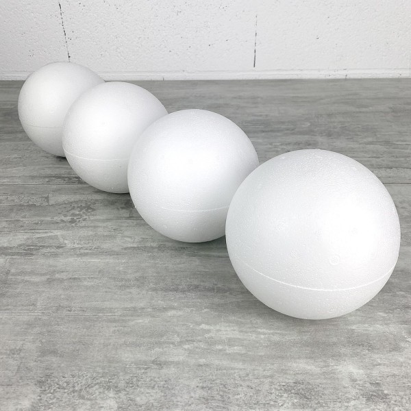 Lot de 4 boules pleines en polystyrène diamètre 15 cm, Styropor blanc densité professionnelle - Photo n°1