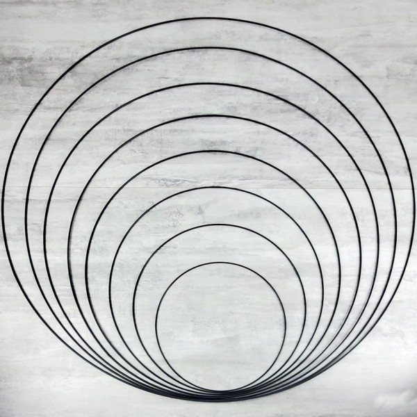 Lot 8 très grands Cercles métal Noir Ø 30 cm à 100 cm, Anneaux en Epoxy pour Attrape rêves, abat-jou - Photo n°1