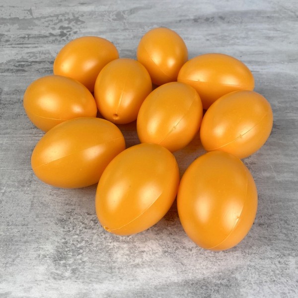 Lot de 10 Oeufs en plastique Orange clémentine, hauteur 6 cm, déco de Pâques et chasse aux oeufs - Photo n°1
