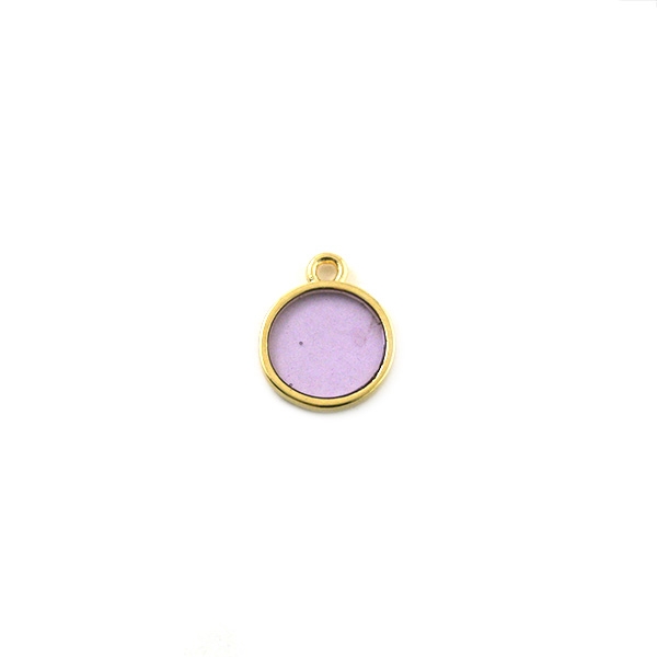 Breloque ronde violet transparent doré 12 mm - Photo n°1