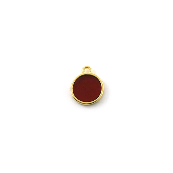 Breloque ronde rouge transparent doré 12 mm - Photo n°1