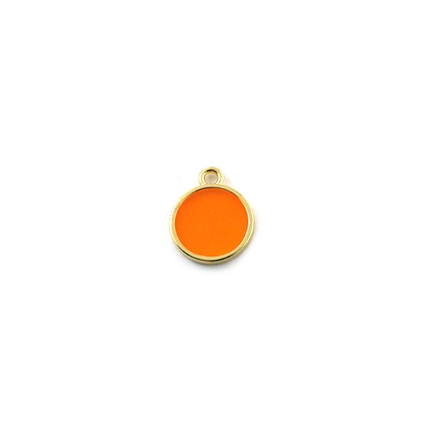 Breloque ronde orange transparent doré 12 mm - Photo n°1