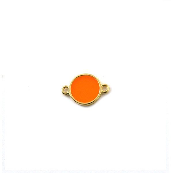 Connecteur rond orange transparent doré 12 mm - Photo n°1