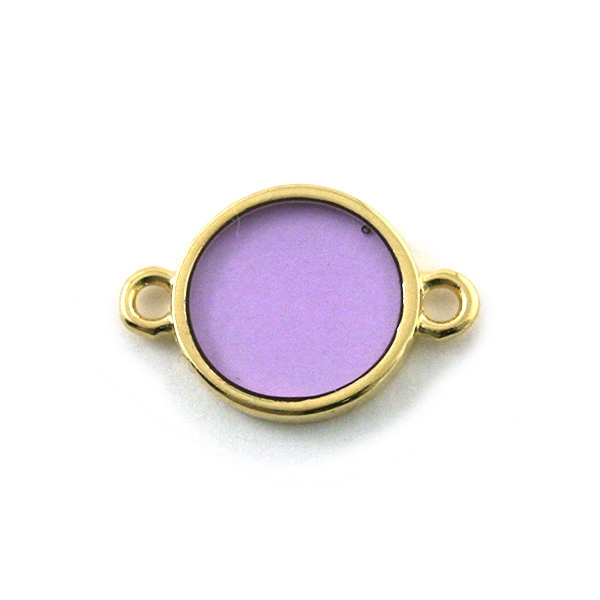 Connecteur rond violet transparent doré 19 mm - Photo n°1