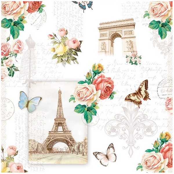 4 serviettes en papier découpage collage 33 cm MONUMENTS DE PARIS CS DI 102 - Photo n°1