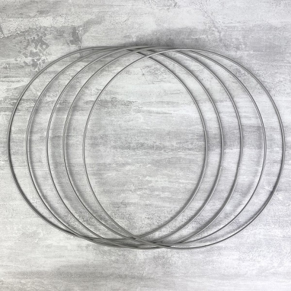 Lot de 5 Cercles métalliques gris acier, diam. 30 cm pour abat-jour, Anneaux argenté mat epoxy Attra - Photo n°1