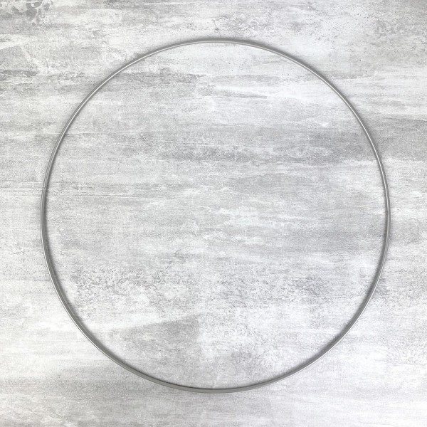 Cercle métallique gris acier, diam. 40 cm pour abat-jour, Anneau epoxy argenté mat Attrape rêves - Photo n°1