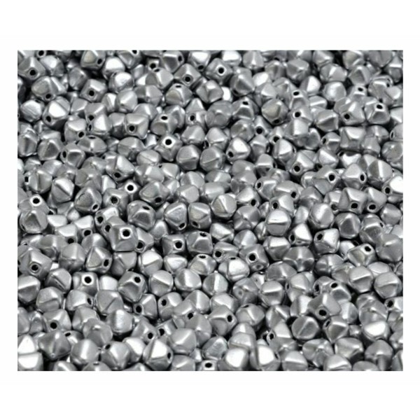 100pcs Matte argent façade Bicone Beads Pyramid Spacer Becone Beads verre tchèque 4mm - Photo n°1