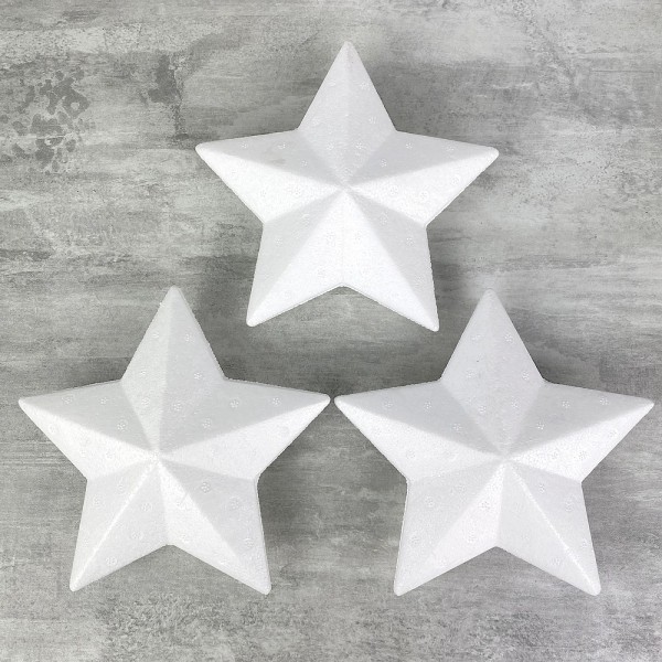 Lot de 3 étoiles angulaires polystyrène 15 cm, décoration 3D hivernale à customiser - Photo n°1
