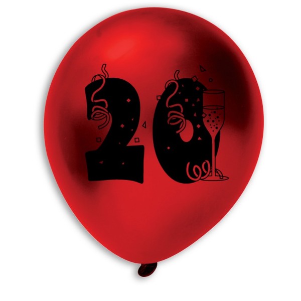 Gros lot 30 Ballons Anniversaire 20 ans, Diam. 28 cm, Coloris métalliques aléatoires - Photo n°1