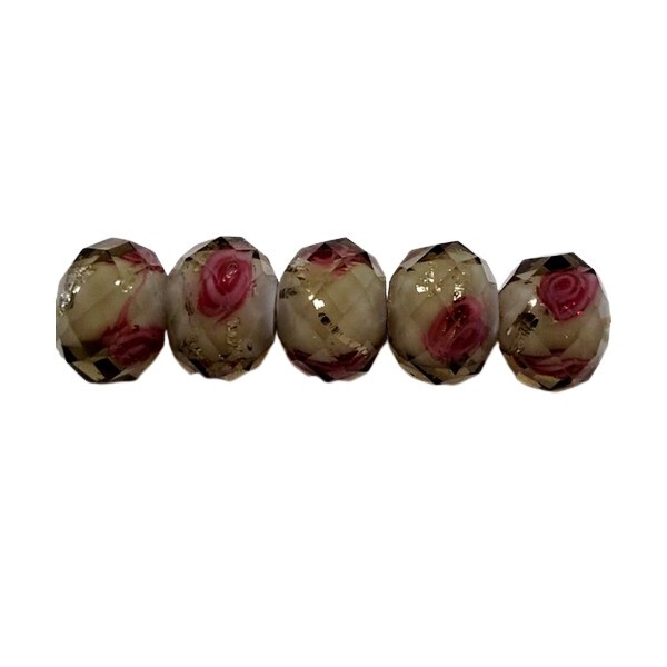 5 perles lampwork ronde à facettes sable d’or 12 x 9 mm BRUN FUME - Photo n°1
