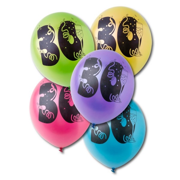 Gros lot 30 Ballons métallisés, Anniversaire 30 ans, Diam. 28 cm, Coloris aléatoires - Photo n°1