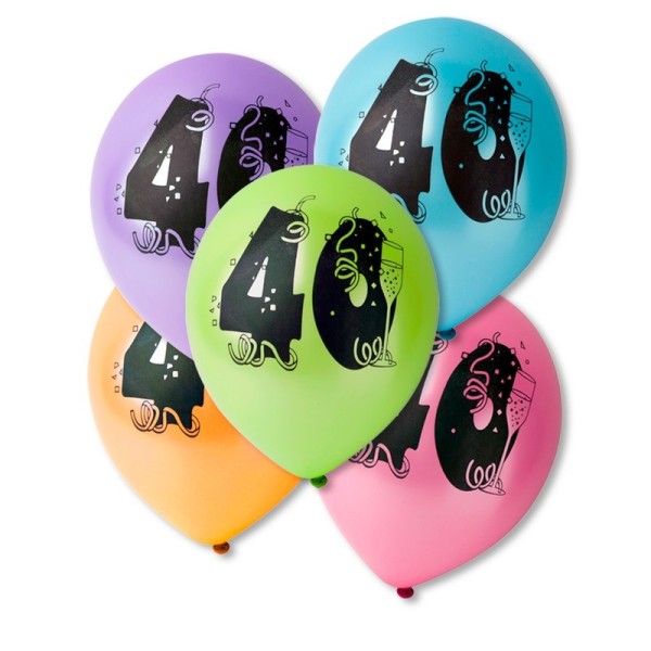 Gros lot 30 Ballons métallisés 40 ans Anniversaire, Diam. 28 cm, Coloris aléatoires - Photo n°1