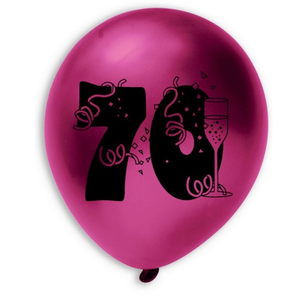 Gros lot 30 Ballons métallisés 70 ans Anniversaire, Diam. 28 cm, Coloris aléatoires - Photo n°1