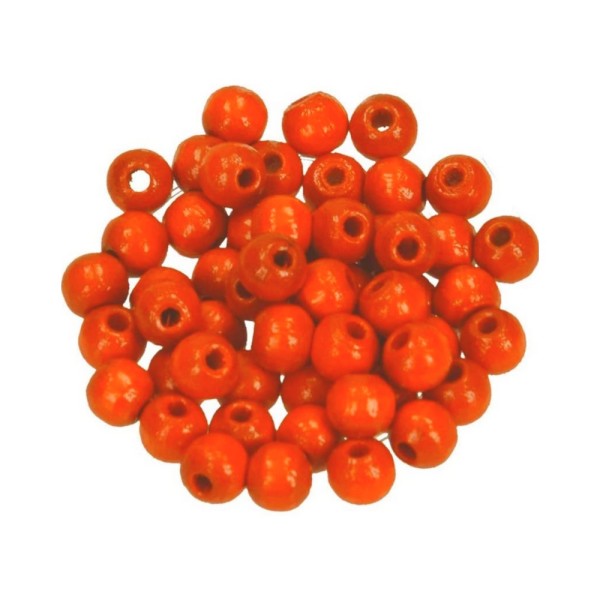 Gros lot 330 Perles en bois Orange, diam. 6 mm, perçage 2 mm - Photo n°1