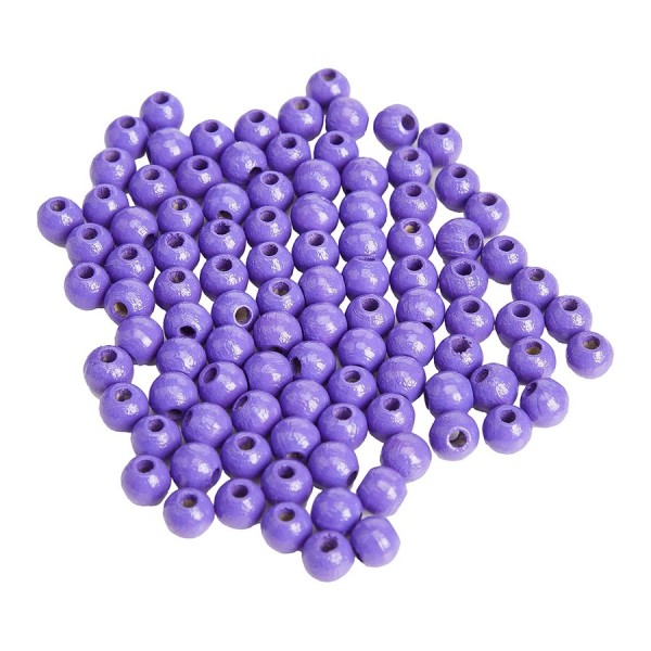 Gros lot 330 Perles en bois Violet Lilas, diam. 6 mm, perçage 2 mm - Photo n°1