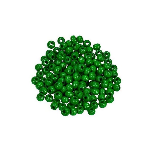 Gros lot 330 Perles en bois Vert, diam. 6 mm, perçage 2 mm - Photo n°1