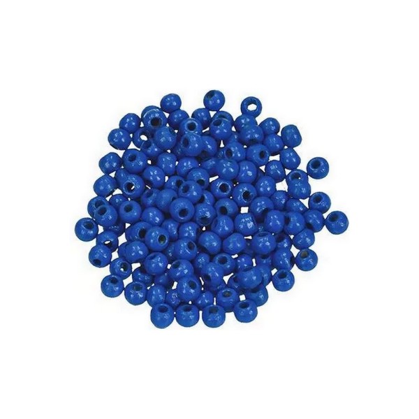 Gros lot 330 Perles en bois Bleu moyen, diam. 6 mm, perçage 2 mm - Photo n°1