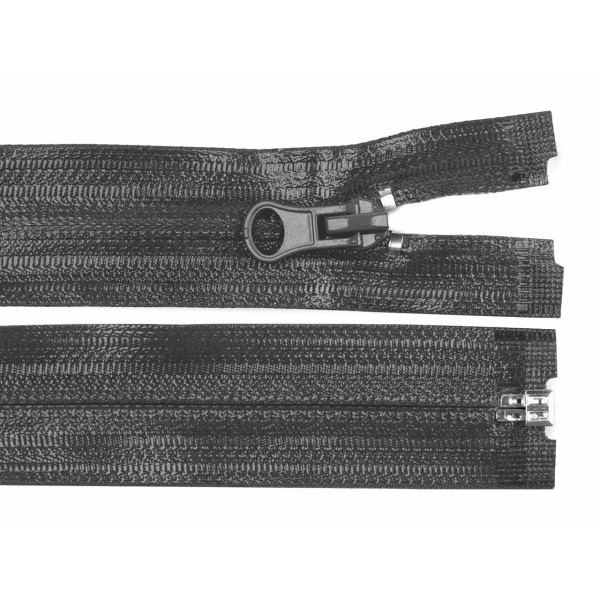 Zipper spirale imperméable 1pc gris foncé, largeur 7mm, longueur 60cm, spirale, divisible, zippers, - Photo n°2
