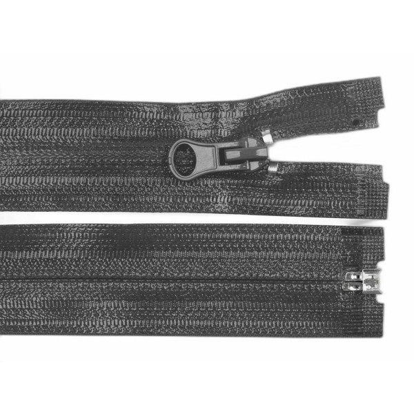 Zipper spirale imperméable 1pc gris foncé, largeur 7mm, longueur 60cm, spirale, divisible, zippers, - Photo n°1